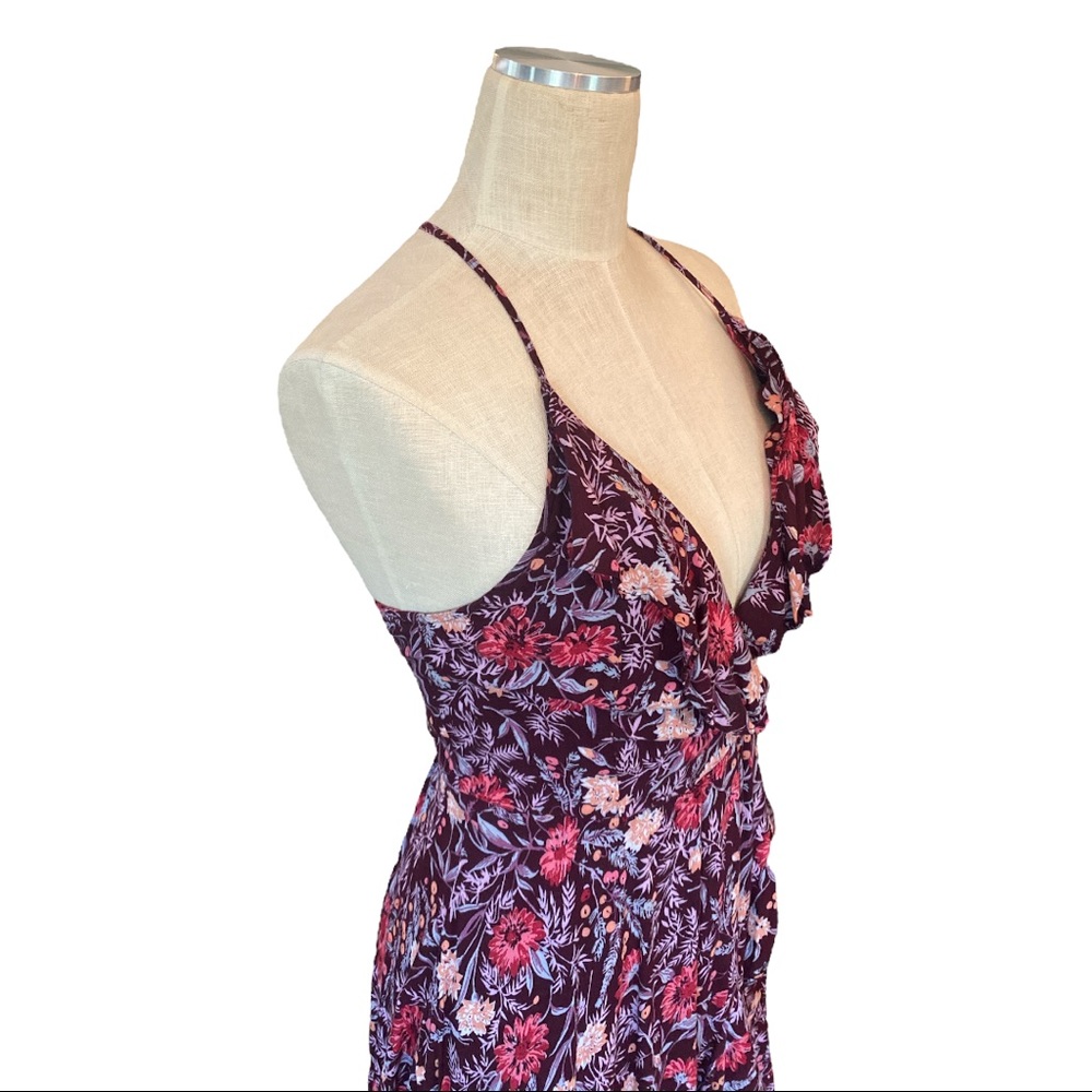 Kimchi Blue Floral Burgundy & Pink Halter Sundress - Picture 4 of 8